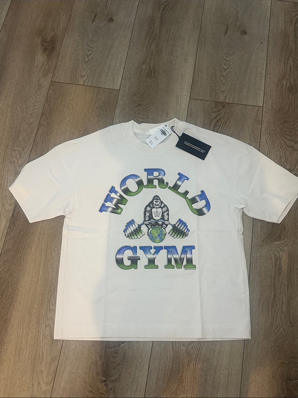 Abercrombie & Fitch White 'World Gym' Graphic Short Sleeve Tee